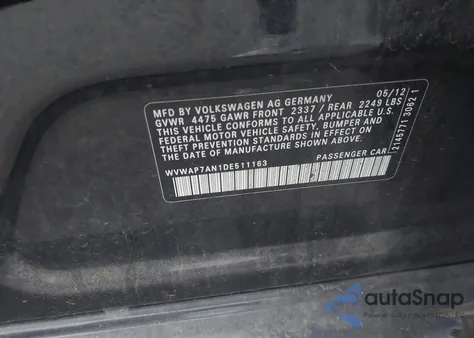 2013 Volkswagen Cc 2.0T Sport z USA, uszkodzony, nr VIN WVWAP7AN1DE511163